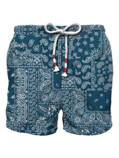 Mc2 Saint Barth Bandana Paisley Swim Shorts In Blue