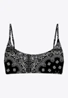 Mc2 Saint Barth Bandana Print Bikini Top In Black