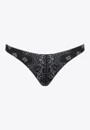 Mc2 Saint Barth Woman Cheeky Swim Briefs With Bandanna Print In Black