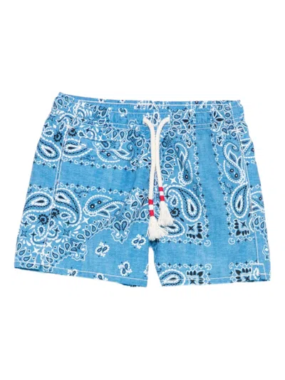 Mc2 Saint Barth Kids' Bandana-print Swim Shorts In Blue