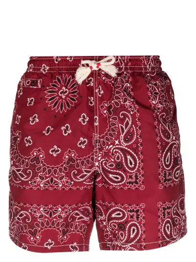 Mc2 Saint Barth Bandana-print Swim Shorts In Red