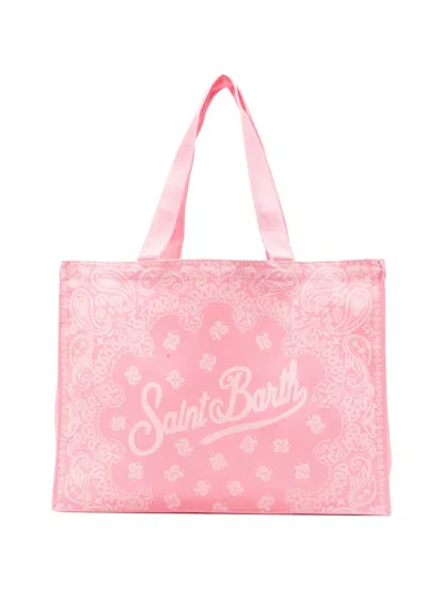 Mc2 Saint Barth Bandana-print Logo-print Beach Bag In Pink