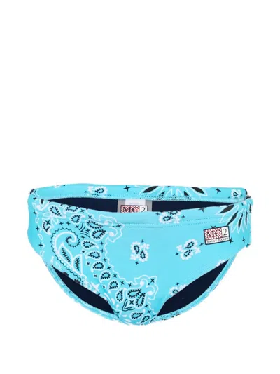 Mc2 Saint Barth Kids' Bandana-print Swimming Briefs In Blue