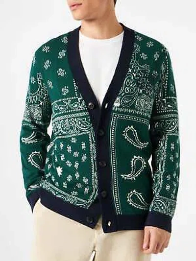 Pre-owned Mc2 Saint Barth Bandanna Dark Green Knitted Cardigan With Saint Barth Embroidery