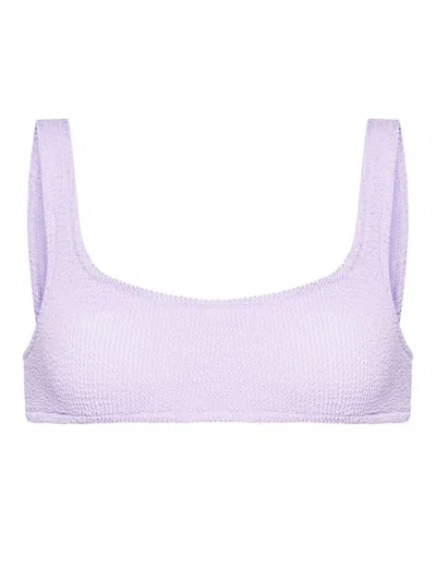 Mc2 Saint Barth Naima Shirred Bikini Top In Violet