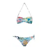 Mc2 Saint Barth Bandeau Bikini With Postcard Print In Multicolor