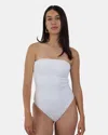 Mc2 Saint Barth Bandeau One Piece Swimsuit In White