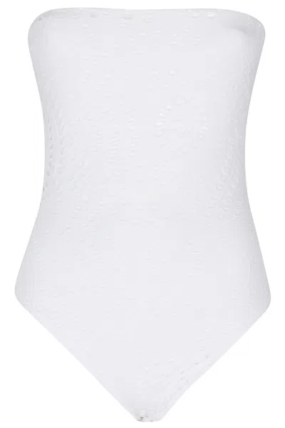 Mc2 Saint Barth Bandeau One Piece Swimsuit In White