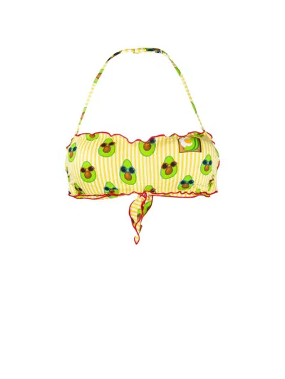 Mc2 Saint Barth Bandeau Top Avocado Print In Yellow