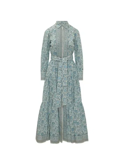 Mc2 Saint Barth Batik-print Tiered Maxi Dress In Blue