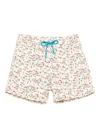 Mc2 Saint Barth Beach-scene Drawstring Swim Shorts In White