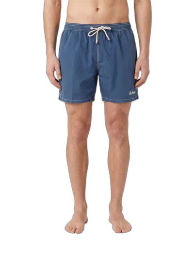 Mc2 Saint Barth Beach Shorts With Logo In Blue