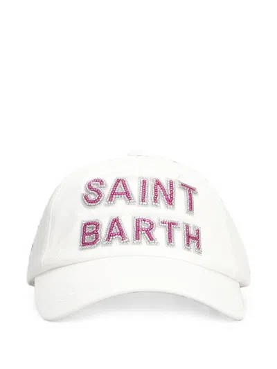 Mc2 Saint Barth Bead-embellished Logo-patch Baseball Cap In White