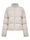 Mc2 Saint Barth Beige Cable-knit Wool Mya Down Jacket In Multi