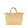 Mc2 Saint Barth Beige Canvas Shoulder Bag With St.barth Patch.