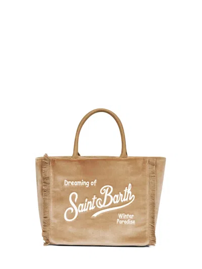 MC2 SAINT BARTH BEIGE COLETTE VELVET HANDBAG
