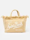 Mc2 Saint Barth Beige Cotton Canvas Vanity Tote Bag In White