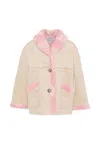 Mc2 Saint Barth Checkerboard Collar Coat In Pink