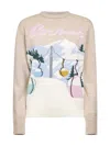 Mc2 Saint Barth Beige Jacquard Postcard New Queen Sweater In Multi