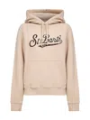 Mc2 Saint Barth Beige Logo Lettering Virginia Hoodie In Neutral