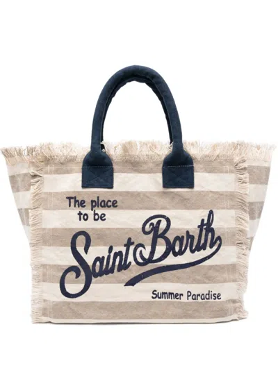 Mc2 Saint Barth Beige Logo Tote