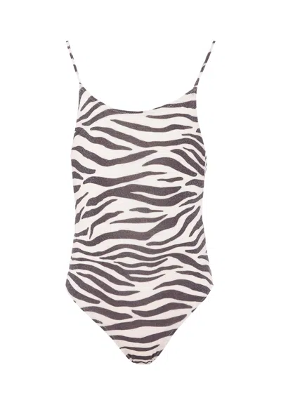 MC2 SAINT BARTH BEIGE SWIMSUIT FOR GIRL WITH ZEBRA PRINT
