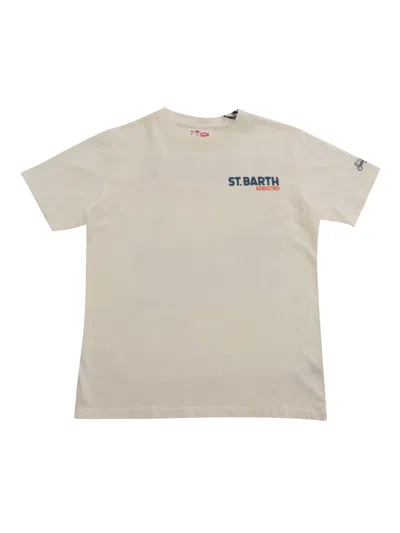 Mc2 Saint Barth Kids' Beige T-shirt With Front Logo