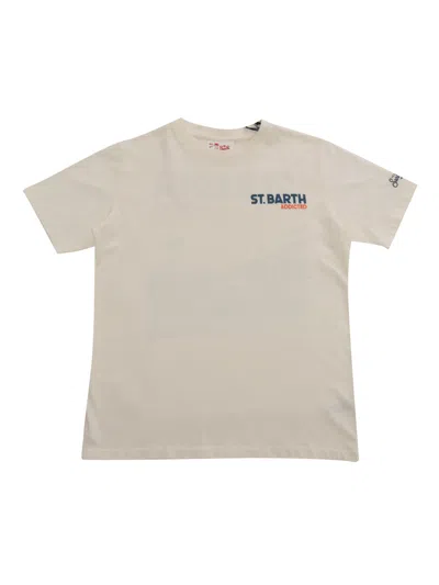 Mc2 Saint Barth Beige T-shirt With Front Logo