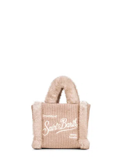 Mc2 Saint Barth Beige Vanity Mini Shearling Rib Handbag