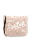 MC2 SAINT BARTH BEIGE WOOL-EFFECT CLUTCH WITH LOGO