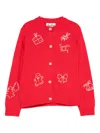Mc2 Saint Barth Bellamy Embroidered Cardigan In Red