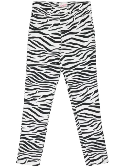 Mc2 Saint Barth Belleville Slim-leg Zebra-print Jeans In White