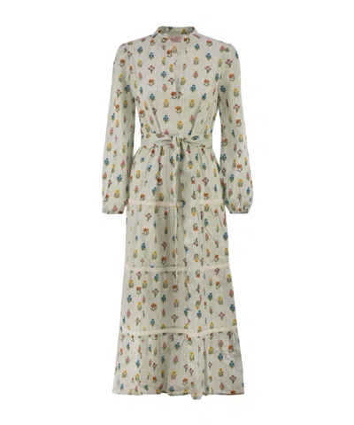 Mc2 Saint Barth Belted Floral Printed Midi Dress In Multi