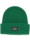 Mc2 Saint Barth Berry Logo Patch Knitted Beanie In Green