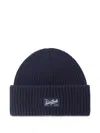 Mc2 Saint Barth Berry Ribbed Beanie In Blue