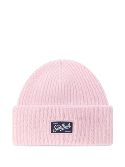Mc2 Saint Barth Berry Ribbed Beanie In Pink