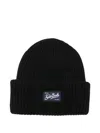 Mc2 Saint Barth Berry Ribbed-knit Beanie In Black