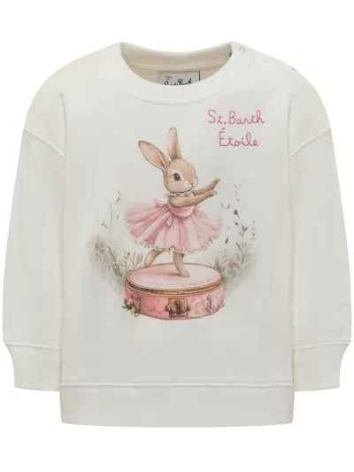 Mc2 Saint Barth Bianca Bunny Ballerina Star Sweatshirt In Neutral