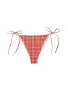 Mc2 Saint Barth Marianne Gingham Triangle Bikini Bottom In Brown