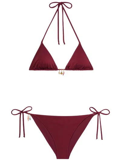 Mc2 Saint Barth Leah Virgo Glossy Finish Charm Bikini In Burgundy