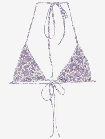 Mc2 Saint Barth Bikini Top With Floral Pattern In Red
