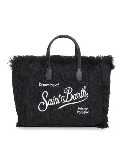 Mc2 Saint Barth Black Colette Wool Braid Handbag