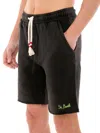 Mc2 Saint Barth Black Cotton Man Bermuda Faded Look In Black