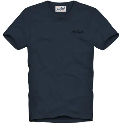 Mc2 Saint Barth Black Dover Jr T-shirt With Embroidered Logo In Blue