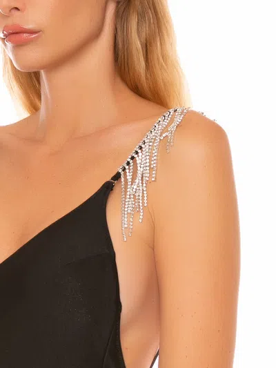Mc2 Saint Barth Black Shoulder Straps With Rhinestone Fringe