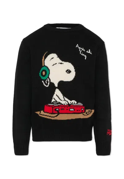 Mc2 Saint Barth Kids' Black Sweater For Boy With Snoopy