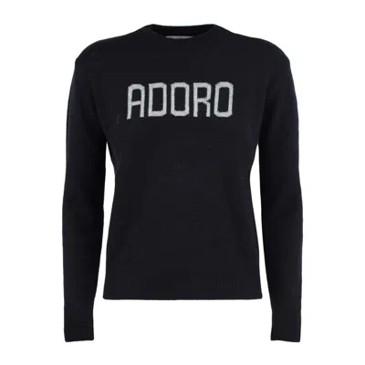 MC2 SAINT BARTH MC2 SAINT BARTH BLACK SWEATER WITH ADORO PRINT