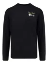 Mc2 Saint Barth Black Sweatshirt With Embroidered Motif And Fitted Ribbing In Black