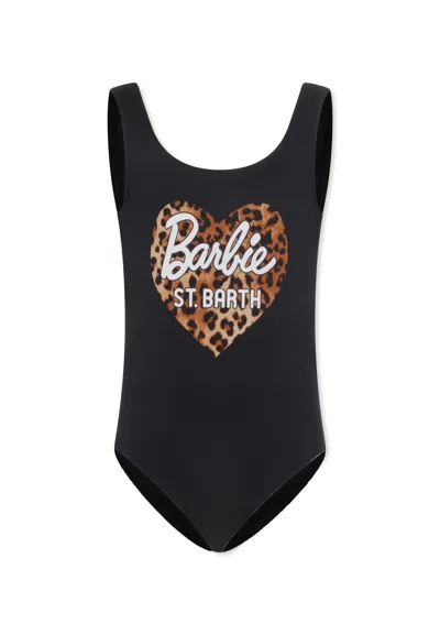 Mc2 Saint Barth Kids' Black Swimsuit For Girl With Heart