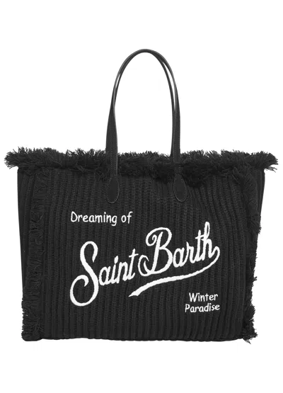 Mc2 Saint Barth Black Vanity Wool Rib Handbag